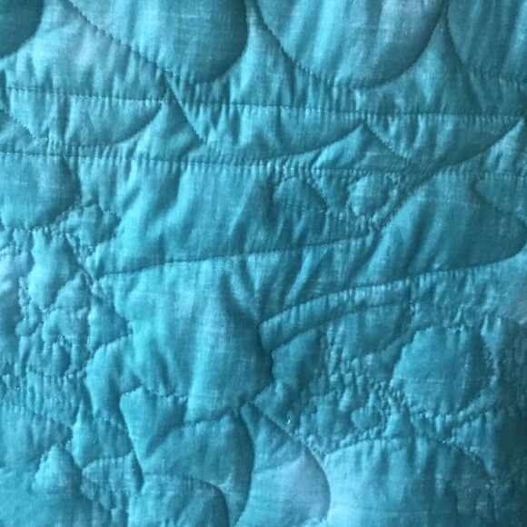 Hand Crafted Turquoise & Gold Quilt - Picture 5 of 16